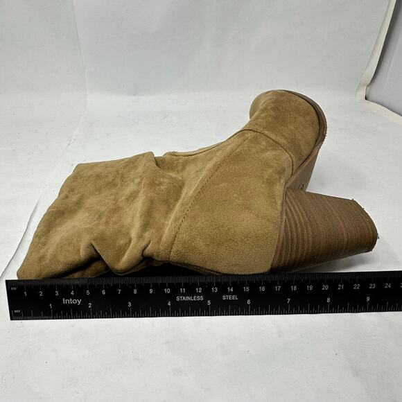 Slouchy Ankle Boots Womens SZ 7 Tan Faux Suede Boho Western Coquette Festival - Picture 13 of 13